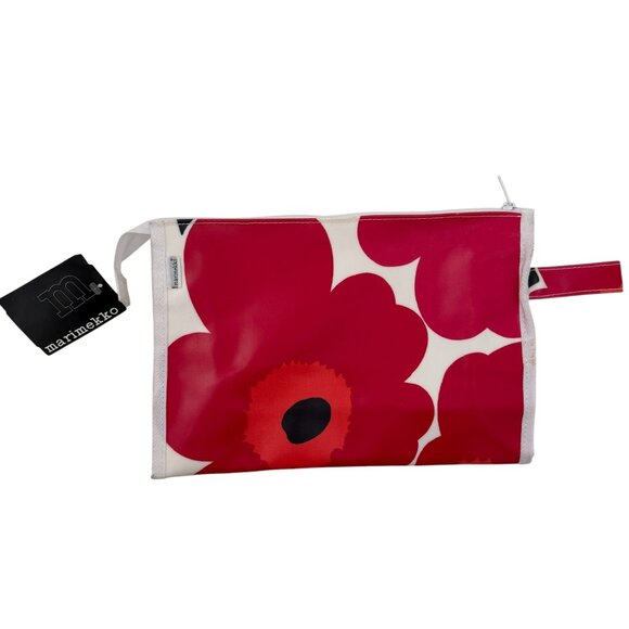 NWT MARIMEKKO Red White Unikko Poppy Cosmetic Bag Pouch - Picture 1 of 12